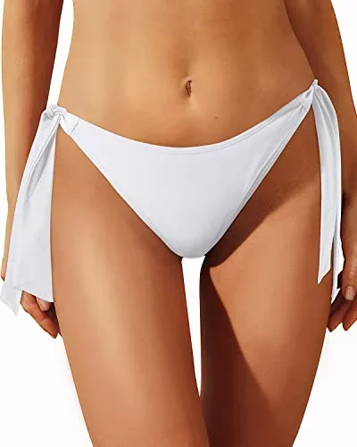 String Tie Side Low Rise Bikini Bottom for Women Full Coverage Swim Bottom