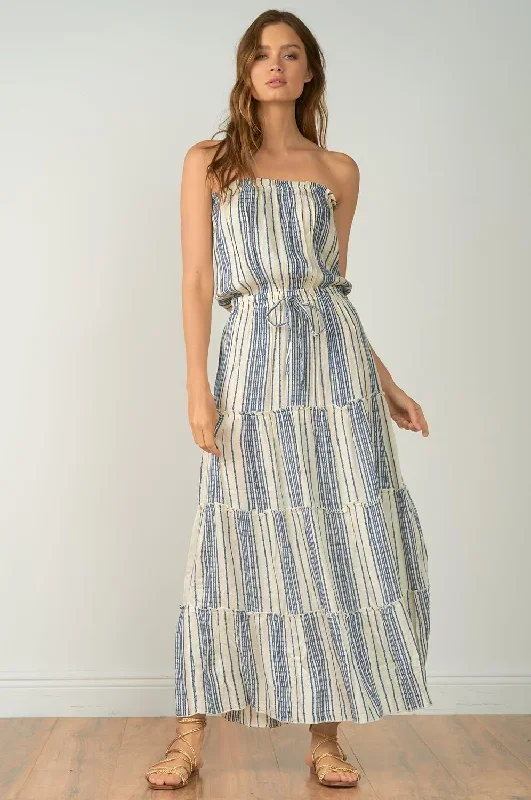 Striped Strapless Maxi Dress