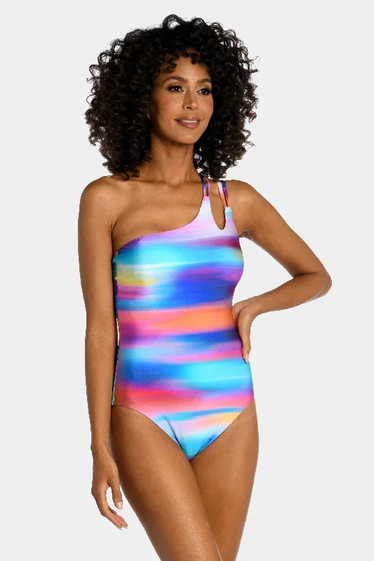 Sunset One Shoulder One Piece Swimsuit