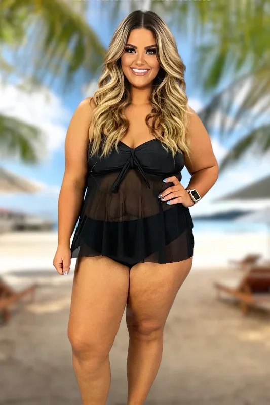 SWIM A {Caribbean Crush} Black 2 Piece Swimsuit PLUS SIZE 1X