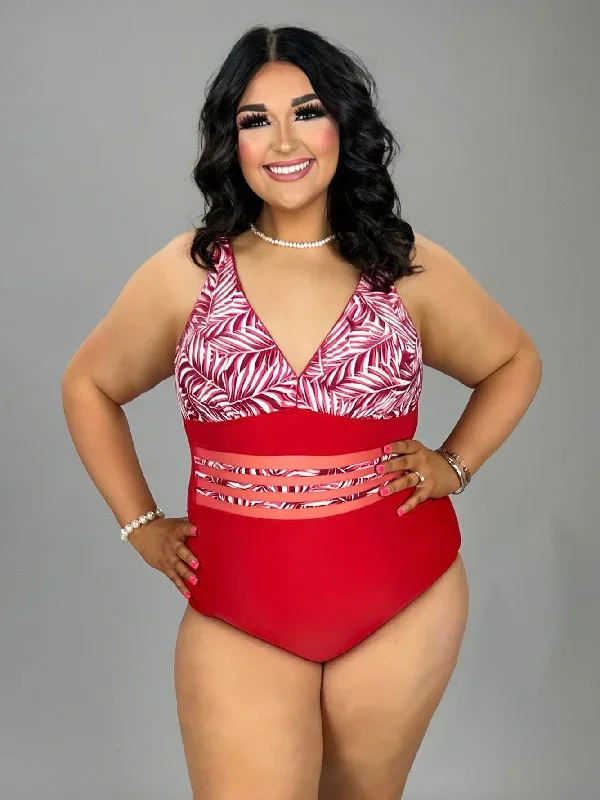 SWIM {Hawaiian Tropics} Red & White Printed Swimsuit