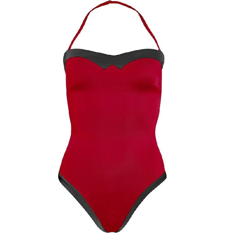 SWIMSUIT ""TEODORA"" WITH HIGH LEG CUT IN PINK-BLACK