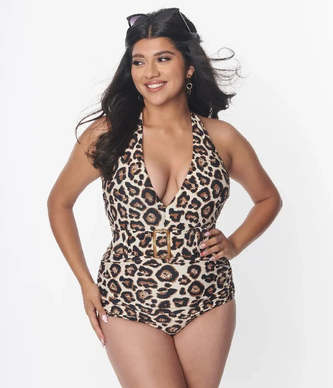 unique-vintage-leopard-print-belted-halter-swimsuit