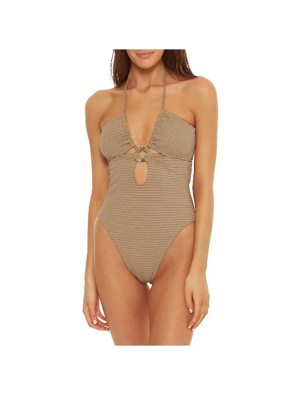 Womens Cut-Out Nylon One-Piece Swimsuit