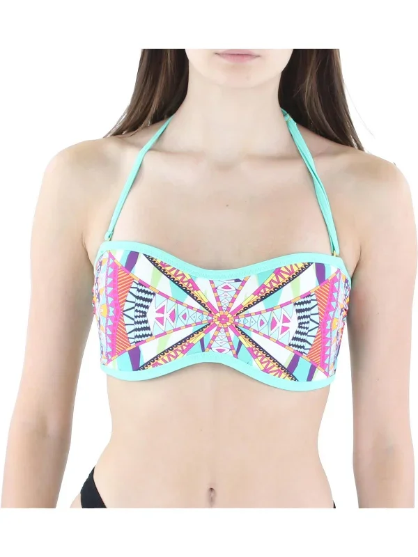 Womens Geometric Bandeau Bikini Swim Top