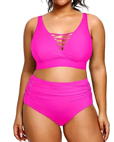 Womens Plus Size Bikini High Waisted Swimsuits Two Piece Bathing Suits